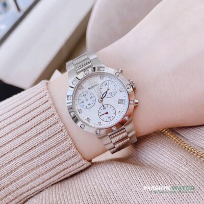 Dong ho Bulova 96R202 3 Đồng Hồ Bulova Diamond Maiden Lane Chronograph 96R202 - Chính Hãng Giá Tốt - Passion Watch