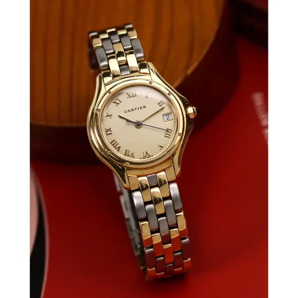 Cartier Cougar 18K Yellow Gold Steel Ladies Watch 117000 26mm