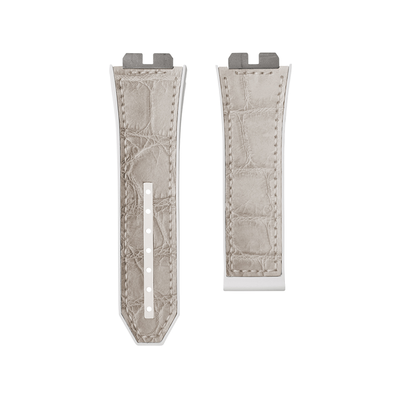 10001-90fd Dây Cao Su Bọc Da Cá Sấu Cho Hublot Bigbang Unico 411 414 (45mm) White