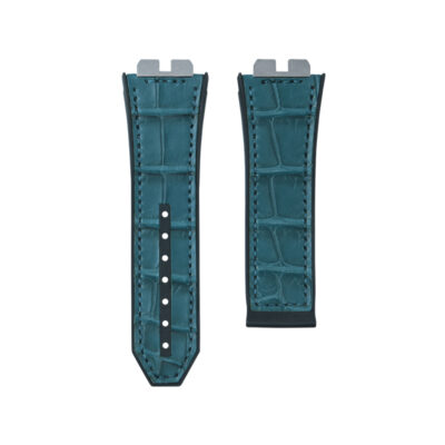 Dây Cao Su Bọc Da Cá Sấu Cho Hublot Bigbang Sang Bleu I 415 (45mm) Blue Green