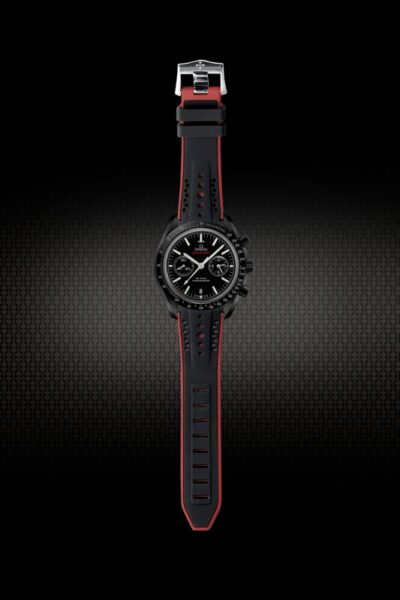 day cao su cho omega speedmaster dark side of the moon 44 25mm black red 3 | Passion Watch