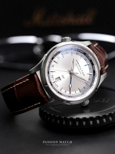 hamilton jazzmaster gmt h32605551 like new 5 Hamilton Jazzmaster GMT H32605551 Like New Size 42mm, kim GMT màu xanh dương.