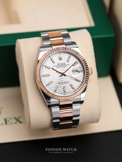Rolex Datejust 36 126283 Mặt Số Bạc Vân Gấp Nếp Cọc Số Dạ Quang | Passion Watch