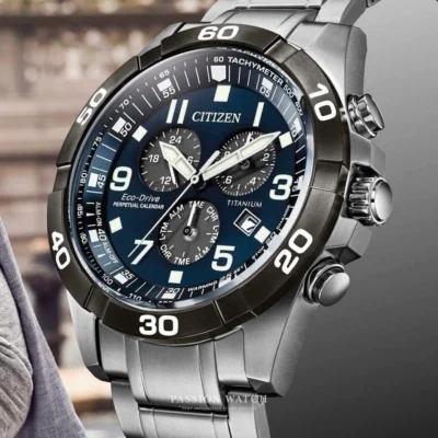 Đồng Hồ Nam Citizen Eco-Drive BL5558-58L vành bezel đen phối cùng mặt số xanh dương.