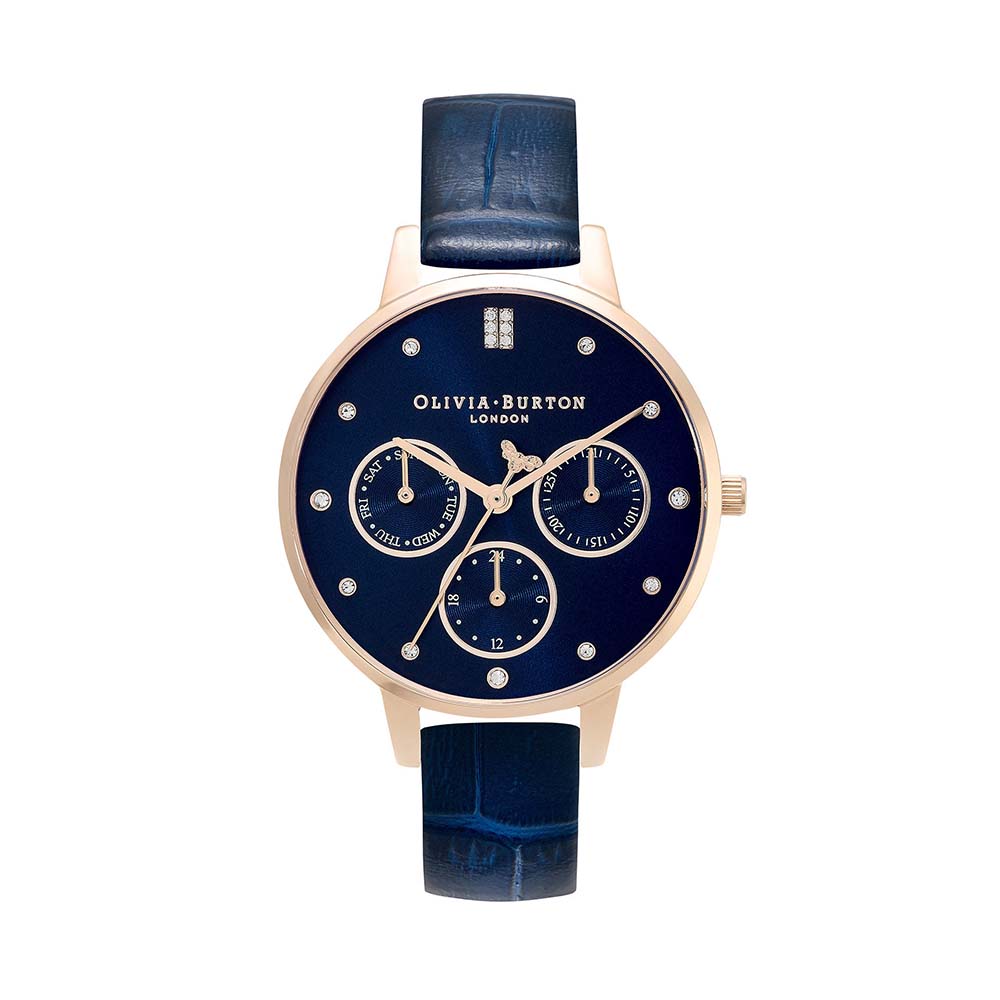 dong-ho-olivia-burton-24000011 Đồng Hồ Nữ Olivia Burton 24000011 dây da màu xanh dương, vỏ mạ vàng hồng, mặt số màu xanh dương- Passion Watch