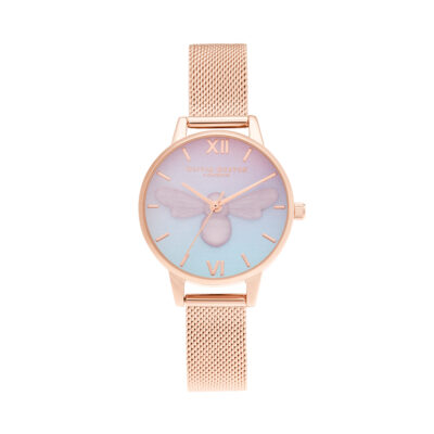 Đồng Hồ Nữ Olivia Burton OB16CD09 mặt số đổi màu họa tiết con ong vàng hồng. Dây vỏ màu vàng hồng - Passion Watch