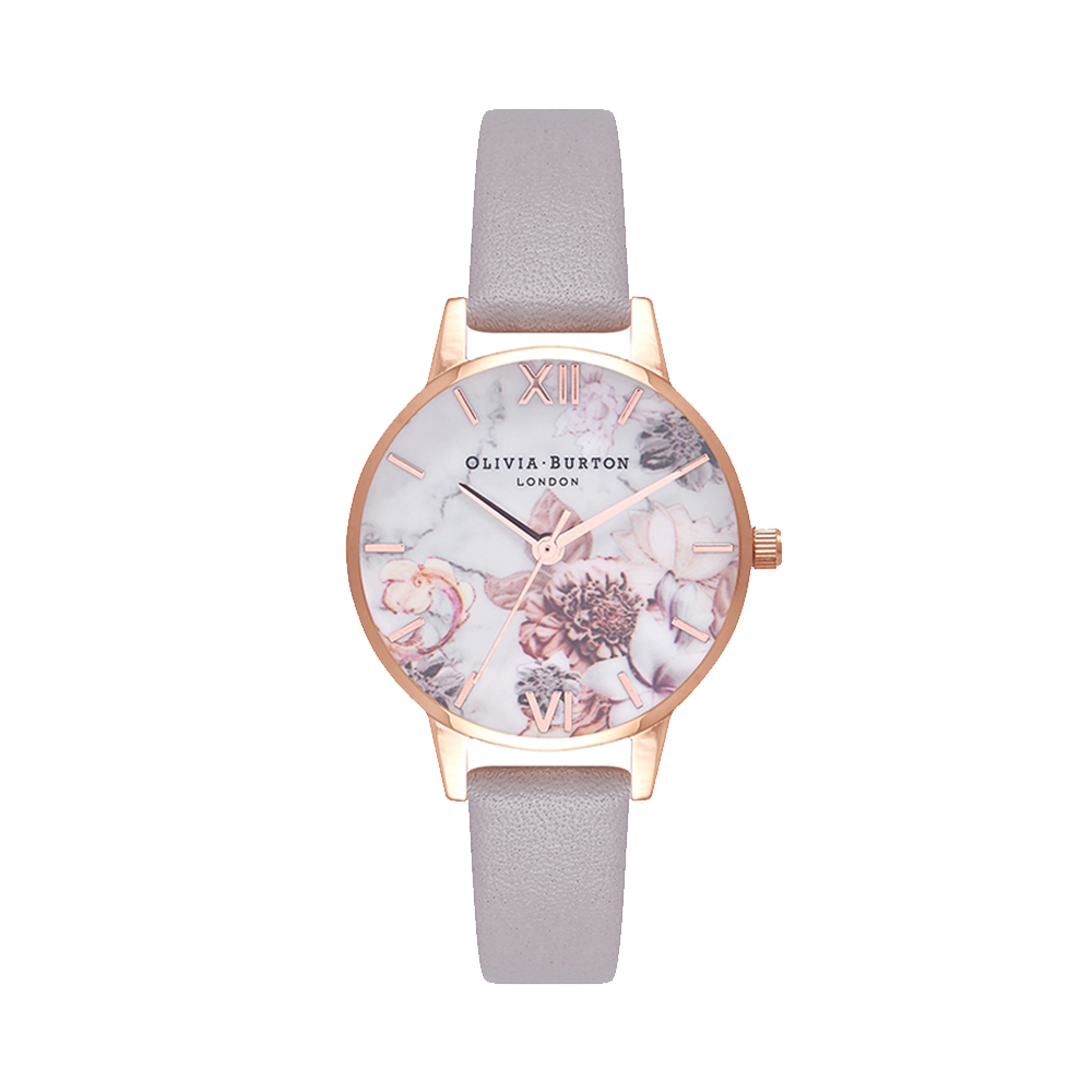 dong-ho-olivia-burton-ob16cs14 Đồng Hồ Nữ Olivia Burton OB16CS14 mặt số họa tiết hoa, Dây da màu xám, vỏ thép không gỉ mạ vàng hồng - Passion Watch