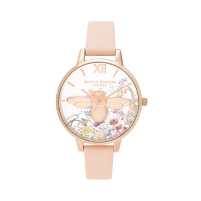 Đồng Hồ Nữ Olivia Burton OB16EG151 mặt số họa tiết, vỏ mạ vàng hồng, dây da màu hồng - Passion Watch