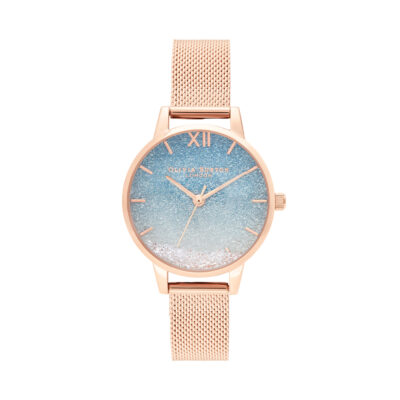 Đồng Hồ Nữ Olivia Burton OB16EX204 mặt số họa tiết biển màu xanh dương. Dây vỏ màu vàng hồng - Passion Watch